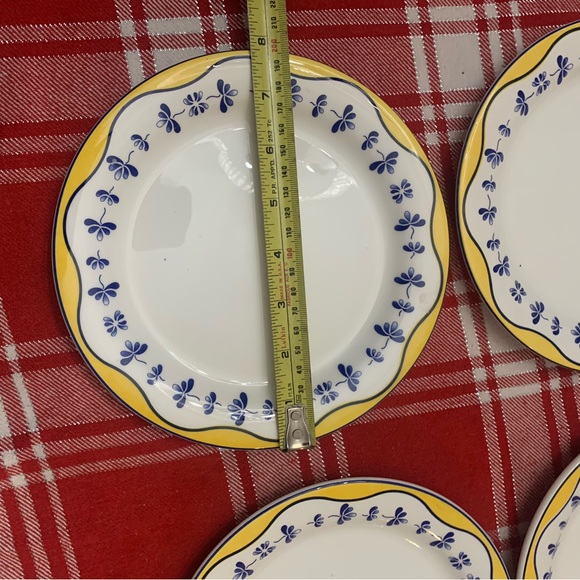 Elegant White Dinner Plates with Blue Floral and Yellow Accents - Picture 3 of 4